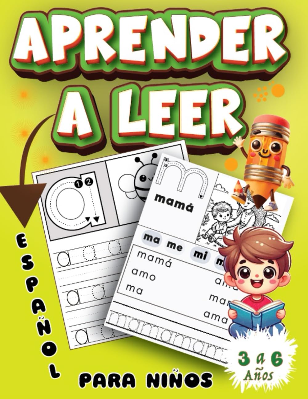 Aprender a leer español para niños: Lectura Inicial Para Niños De 3 a 6 Años - Cuaderno De Actividades - Trazar Letras - Vocales - Abecedario - Sílabas y frases