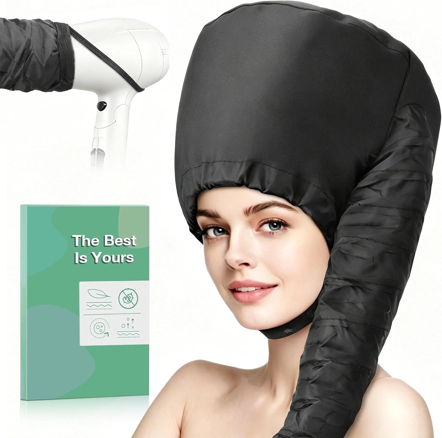 Hooded Hair Dryer Bonnet, Fast Drying Bonnet Hair Dryer for Natural Hair, Deep Conditioning Styling Curl Enhancing, Adjustable Fit Portable Lightweight for Travel（Purple）