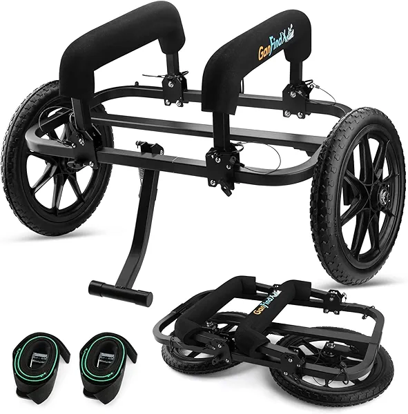 GanFindX Kayak Cart Canoe Trolley Carrier Kayak Accessories Transport Dolly with Solid Foam Wheels Detachable Frame Upright Detachable Strap Crossbar Heavy Duty Foldable and Crossbar Foldable