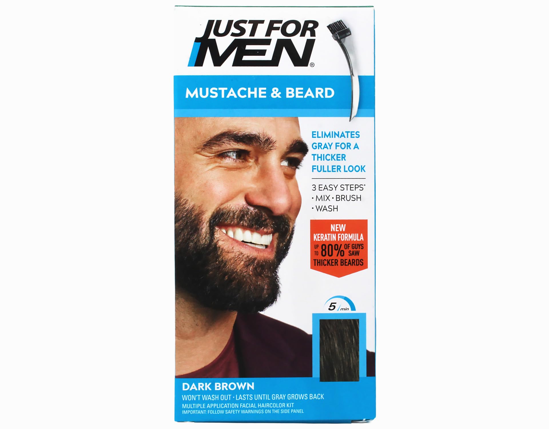 Just For Men Mustache & Beard Brush-In Color Gel M-45 Dark Brown 1 Kit-image-37