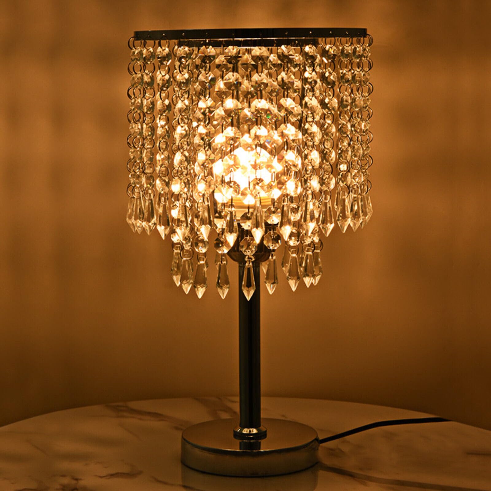 Lampada da tavolo in cristallo, moderna lampada da comodino, lampada da scrivania, lampada da comodino, leggera, per studio, soggiorno, camera da letto, LED, E27