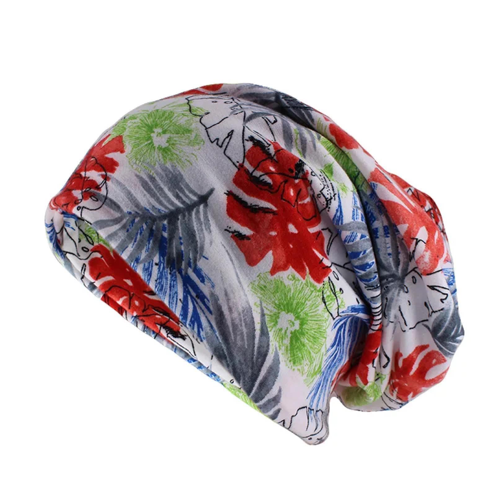 SiVaji Casquettes Bonnets Chapeaux Bonnet Tricoté Floral Bonnets Automne Chaud Coton Chapeau Filles Double Utilisé Beauté Écharpe Skullies