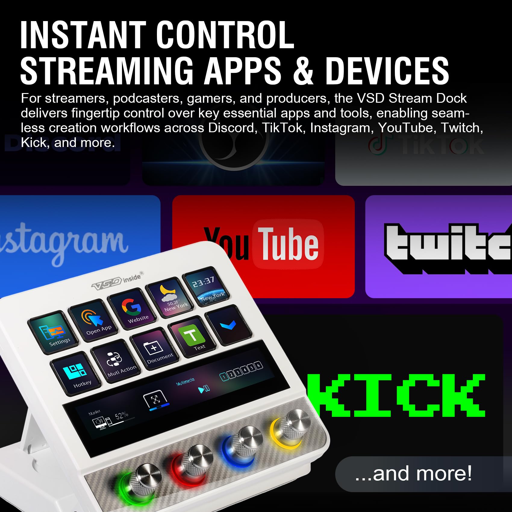 Stream Controller Deck, All-in-One Macro Tastiera per Gaming Streaming, Tasti di scelta rapida personalizzabili Soundboard Pad per PC, Mac