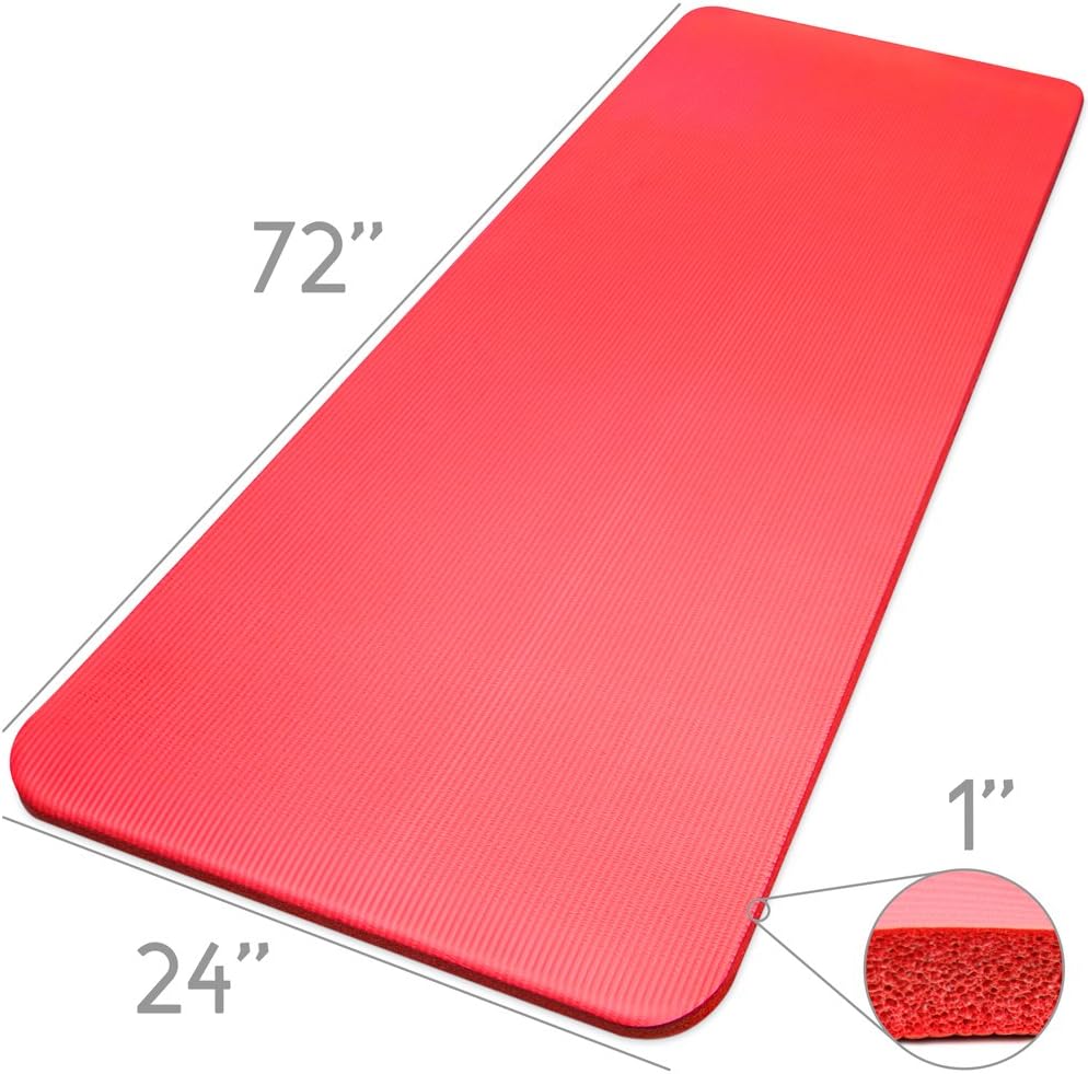 Crown Sporting Goods 1" Yoga Cloud Extra Thick Exercise Mat - 72" x 24" with Carry Strap - Exercise Mats for Home Workout - Yoga and Pilates Exercise Workout Mat - 4X Thick Yoga Mat