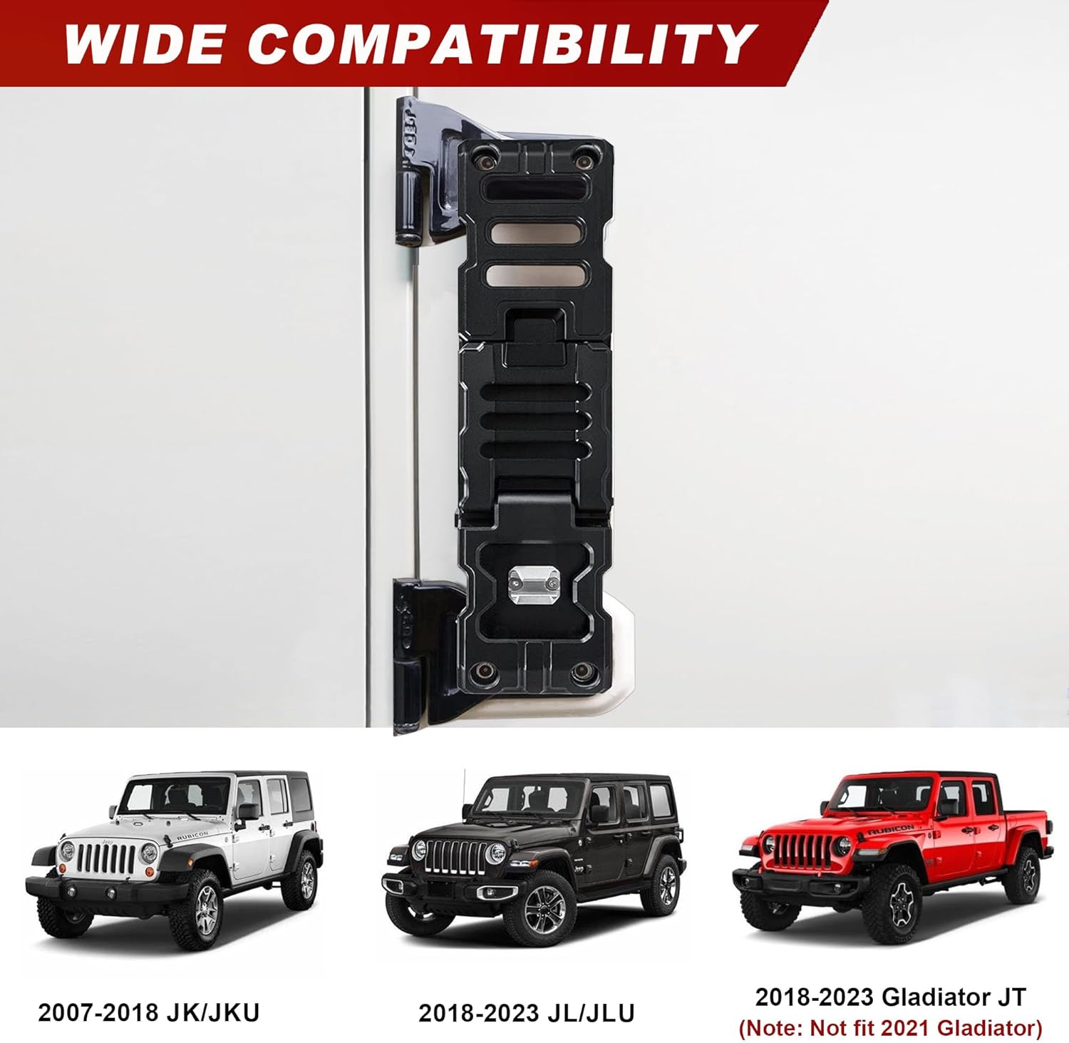 Side Door Hinge Foot Step Compatible with Jeep Wrangler JK JKU JL JLU Gladiator JT 2007-2023, Aluminum Alloy Folding Car Door Step for Car Roof Access w/Bottle Opener- 1 Pack(Not fit 2021 Gladiator)