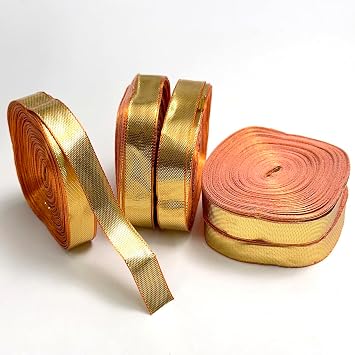 Embroiderymaterial Gota Patti Trim Lace Ribbon Borders for Traditional Clothing Gold Color 100 Meter