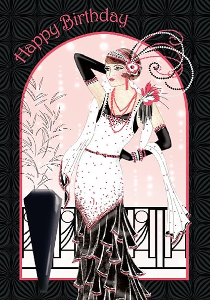 Art Deco Lady Happy Birthday Birthday Card Amazon Co Uk
