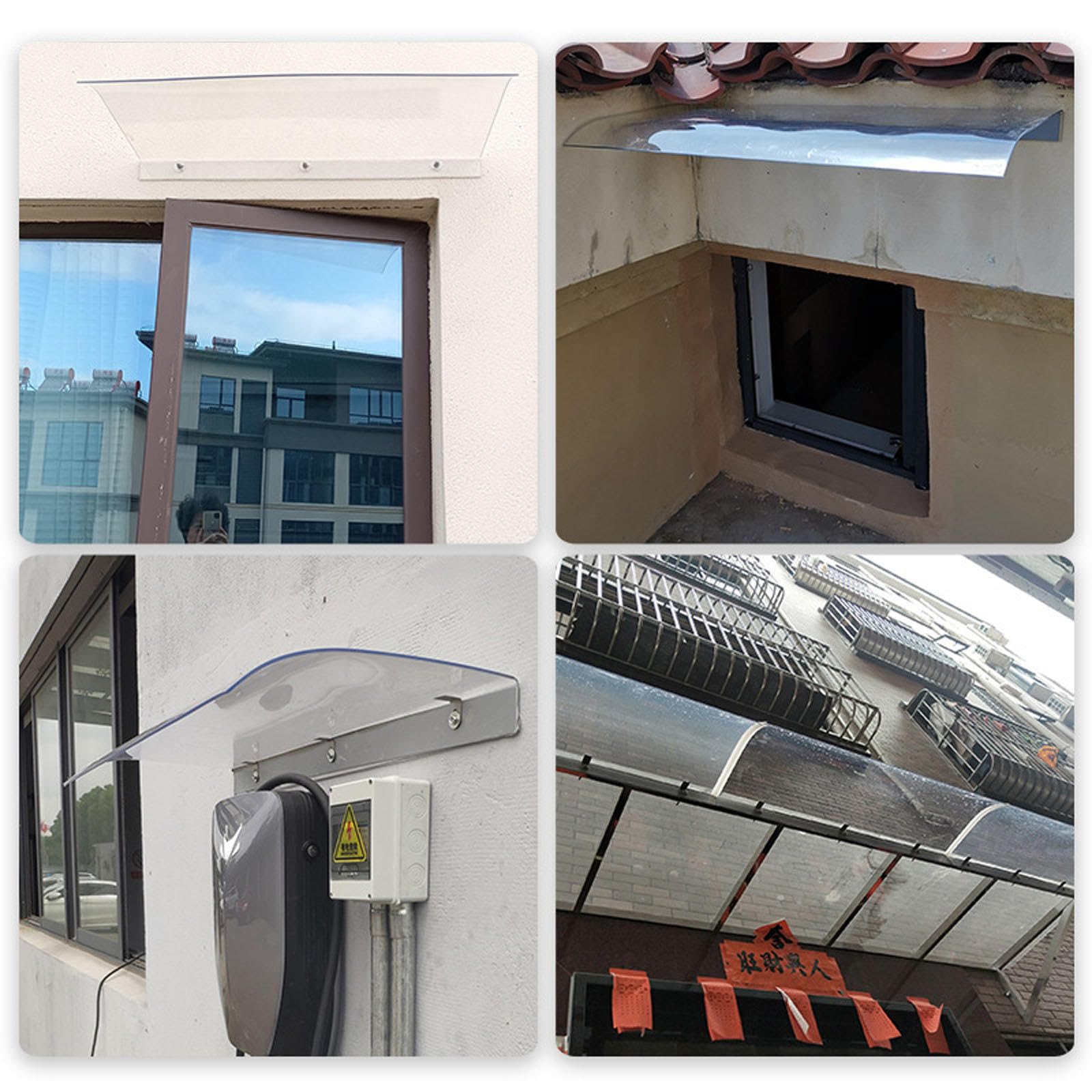 Tejadillo De Protección-Toldo para Puerta Y Ventanas-Tejadillo De Entrada De Puerta Invisible,Marquesina De Patio Exterio,Arquead,Toldo De Policarbonato para Balcones,Garajes,50x80cm/20x31in