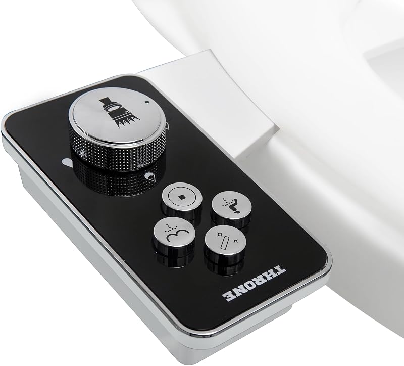 Throne Bidet Attachment for Toilet Seat USA Patented Easy Install (Black)