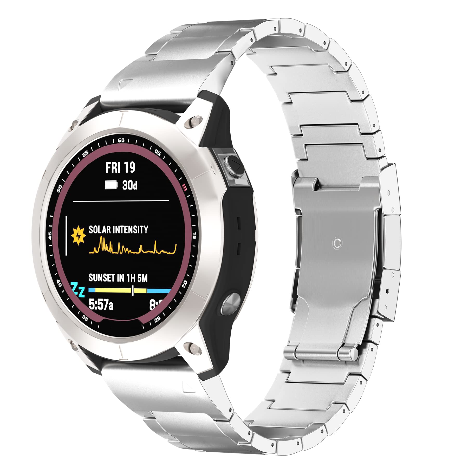 LDFAS Fenix 7X/6X/5X Plus Band, 26mm Titanium Metal Quick Release Easy Fit Watch Strap with Double Button Clasp Compatible for Garmin Fenix 7X Pro/6X Pro/5X Plus/Enduro 2/tactix 7 Bands, Silver