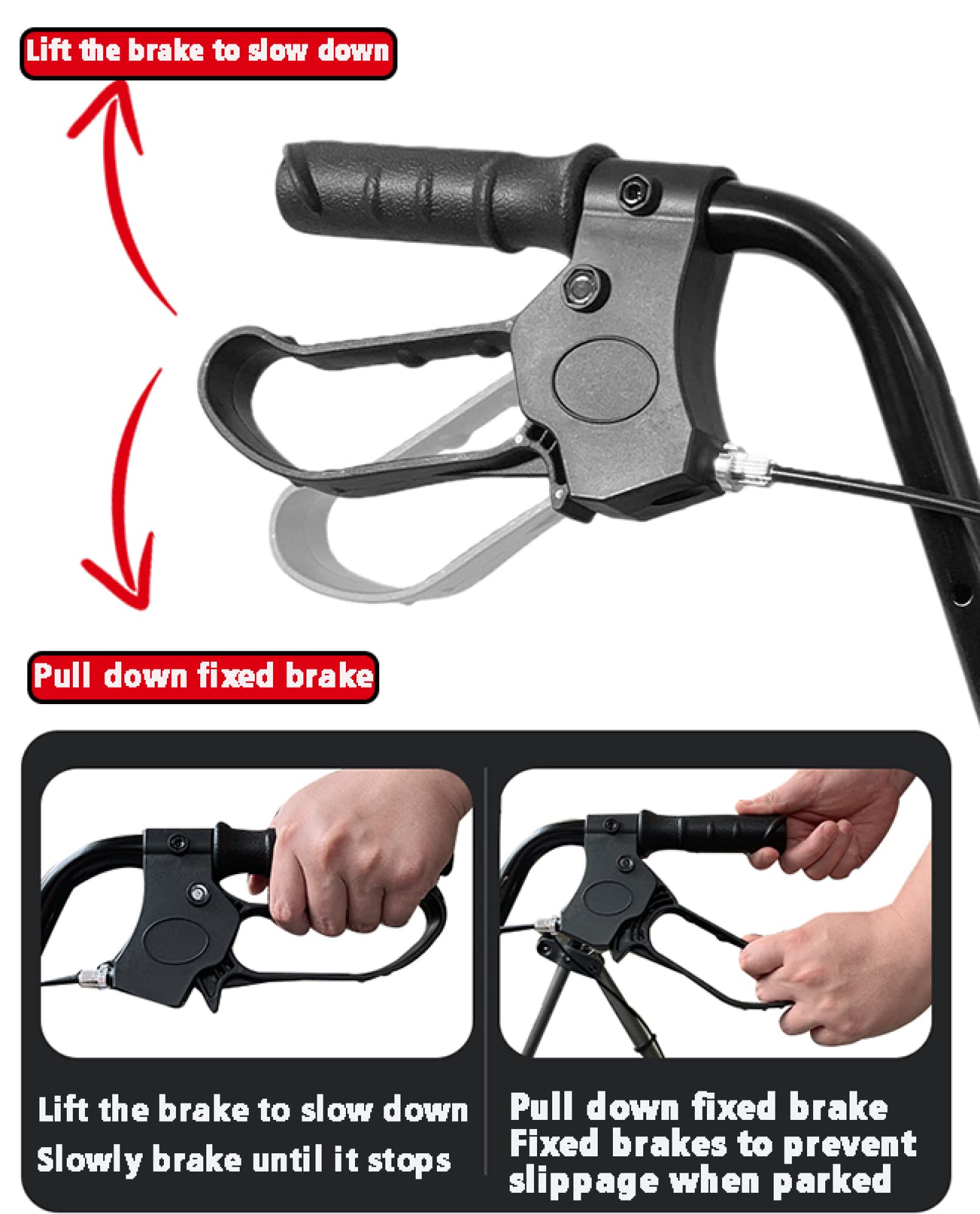 Andador con ruedas con asiento blando - Andador con ruedas para silla de transporte con ruedas de 6 pulgadas - Ayuda para caminar plegable con asas ajustables en altura - Soporte de 300 libras