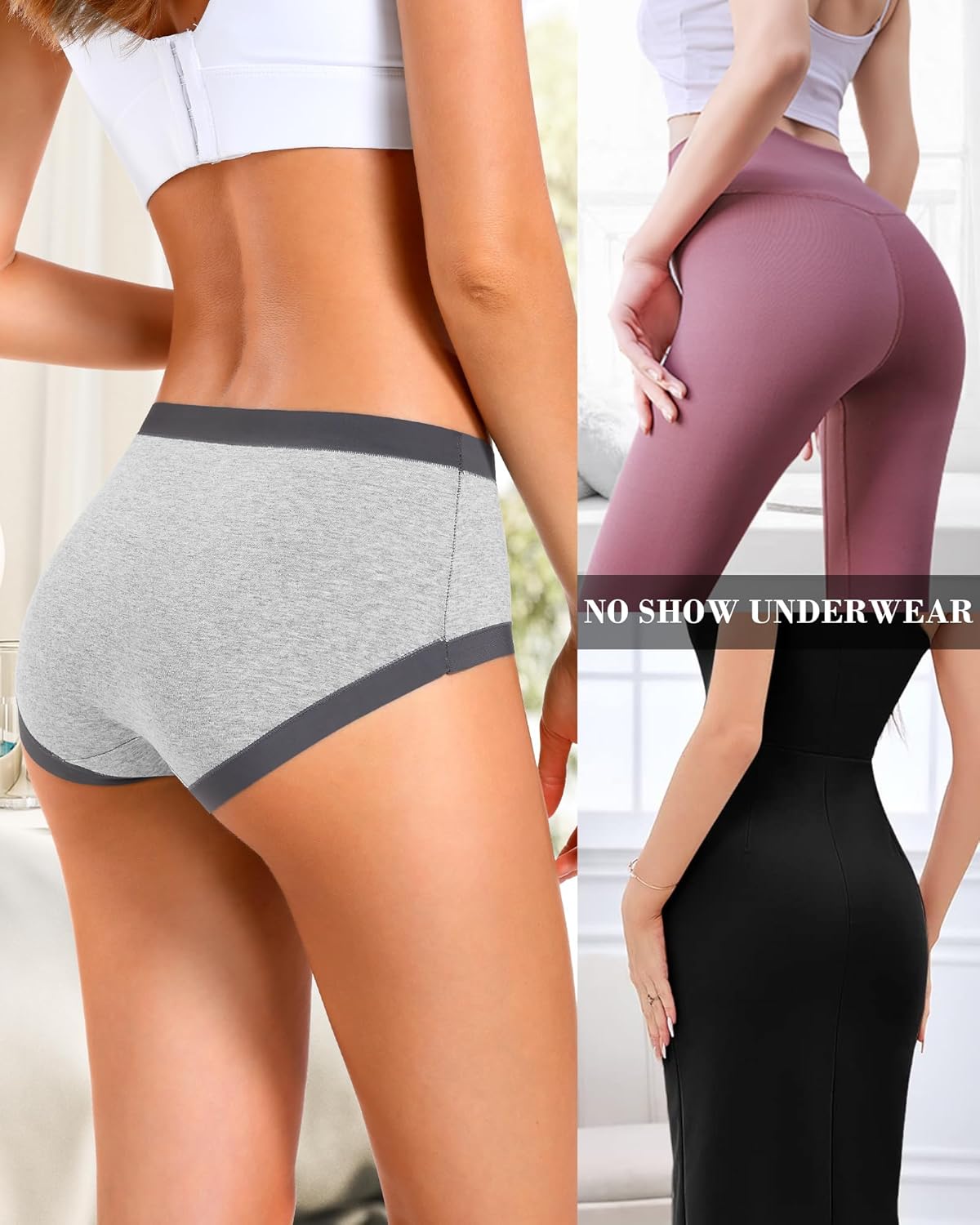 ASIMOON Women's High Waisted Cotton Underwear Tummy Control Panties Soft Full Coverage Ladies Briefs - Image 2