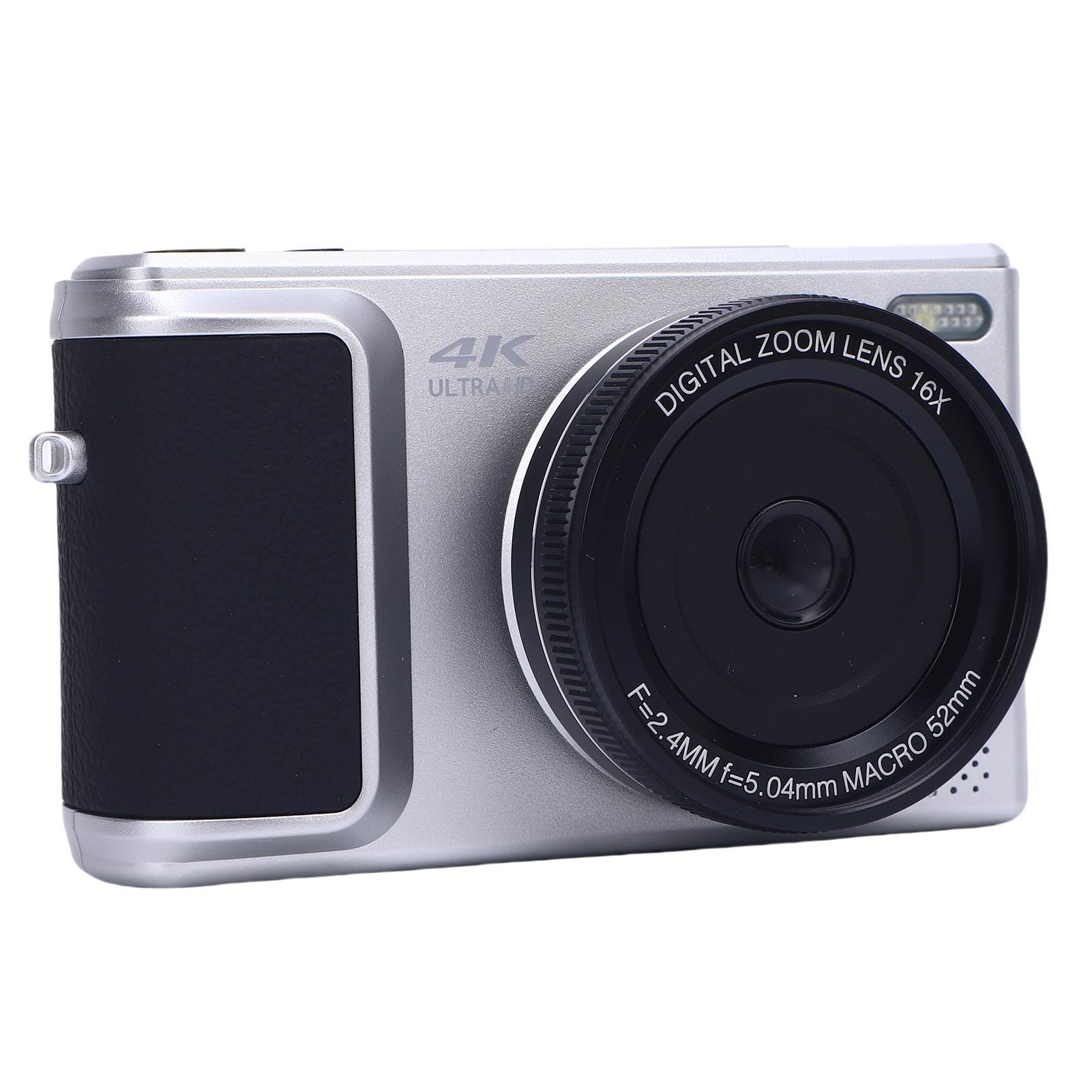Jectse Camera Digitale 4K per Fotografia, Fotocamera da Vlogging da 64 MP con Schermo a Flip, Punto Zoom Digitale 16x e Scatto di Camara per Principianti per Principianti (SILVER)