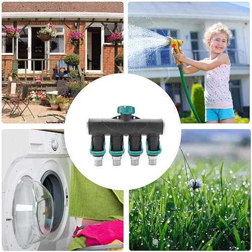 Miniatura 3 de Conector de manguera de metal divisor de manguera de jardín de 4 vías, fácil agarre, fácil de abrir