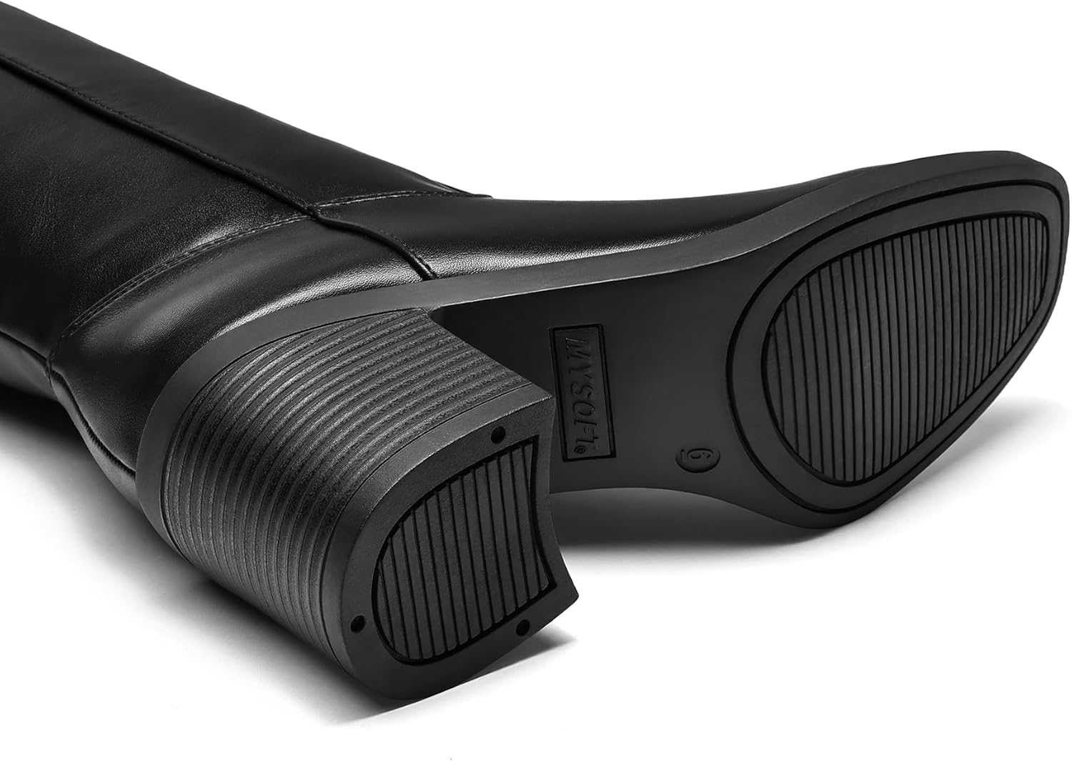 mysoft Women's Knee High Boots Square Toe Chunky Block Stacked Heel Tall Boots with Side Zipper - Image 7