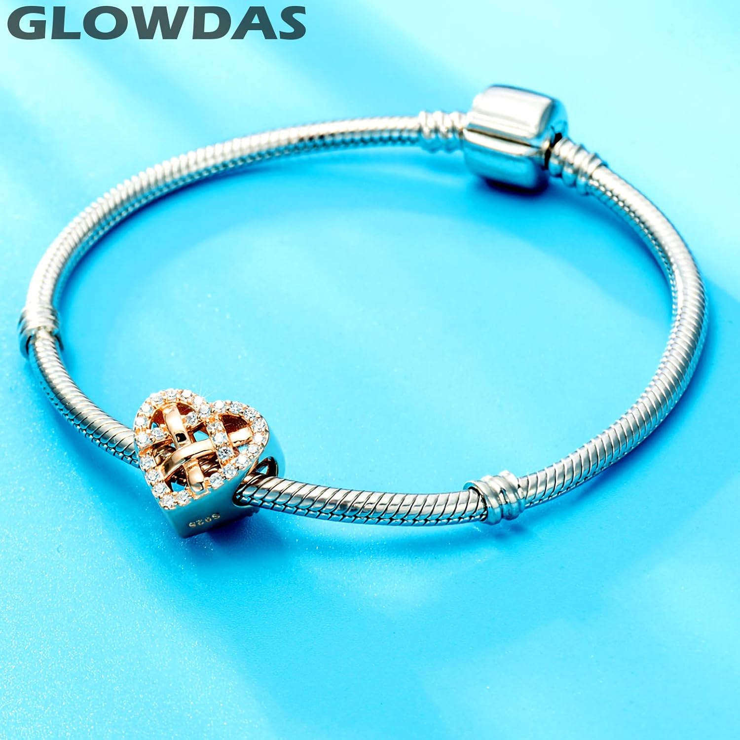 Rose Gold Weaving Knotted Heart Charms fits Pandora Valentines Day Bracelet Necklace, 925 Sterling Silver Infinity Knot Openwork Beads with CZ, Gifts for Wife/Best Mum/Women