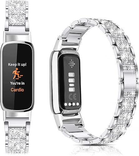 Compatible con Fitbit Luxe Band ajustable de acero inoxidable, pulseras de repuesto de joyería, correas elegantes para accesorios de lujo para