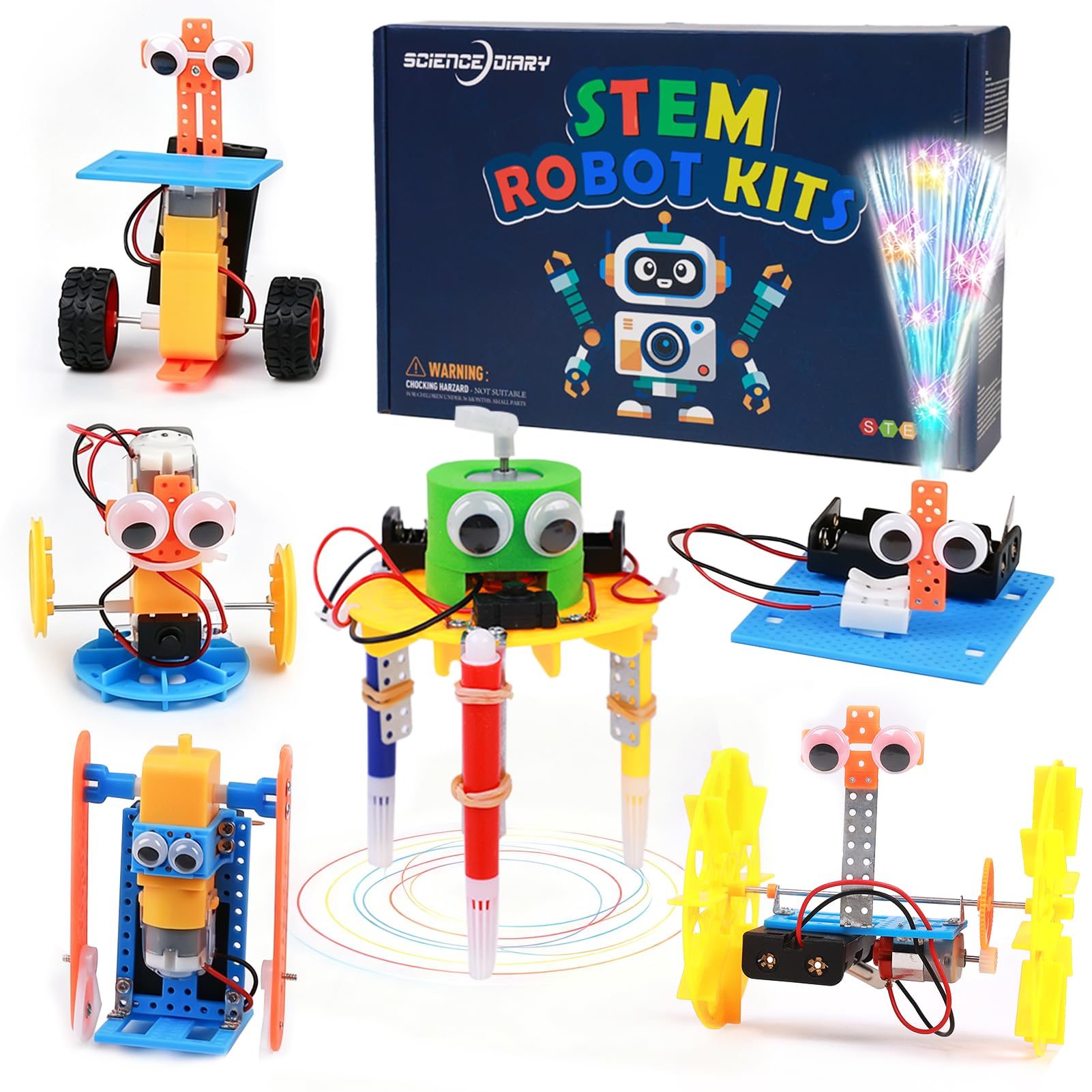 SCIENCE DIARY 6-in-1 Robot Building Kit, STEM Toys for Kids Age 8+