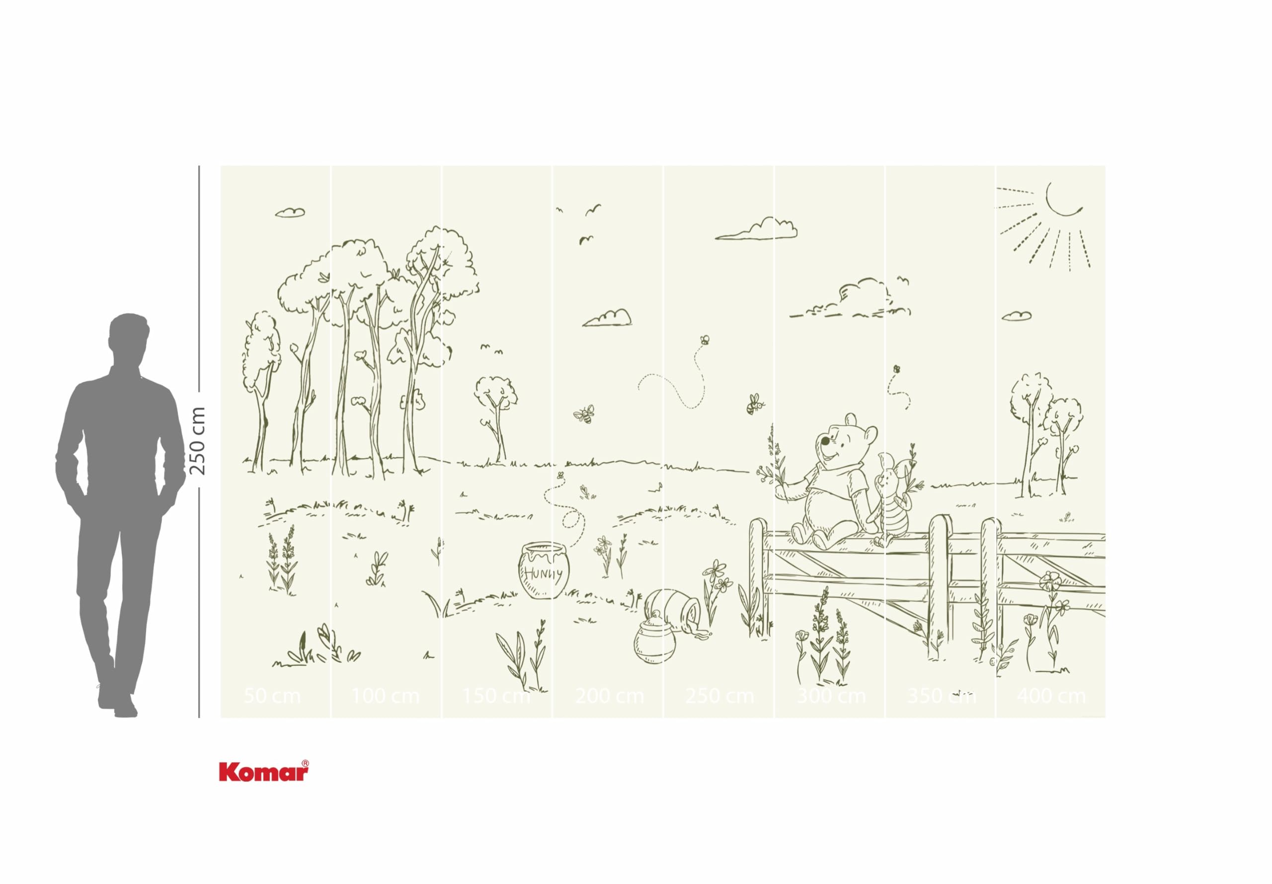 Komar Non-Woven Photo Wallpaper Disney Winnie the Pooh Bee at One with Nature Size 400 x 250 cm Children's Wallpaper - Image 3