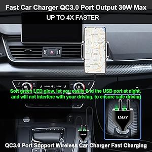 LMAV USB Car Charger Adapter, 4-Port QC 3.0 Car Charger Fast Charging for All Smartphone and Other USB Devices.
