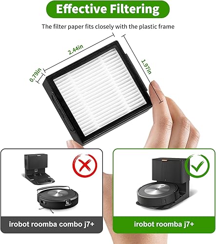 Miniatura 4 de Accesorios de piezas de repuesto para aspiradora Roomba i1+ i7i7+ i3+ i4+i6+ i8+ J7+Plus E5 E6 E7, I & E & J Series, 2 cepillos de rodillo y 8