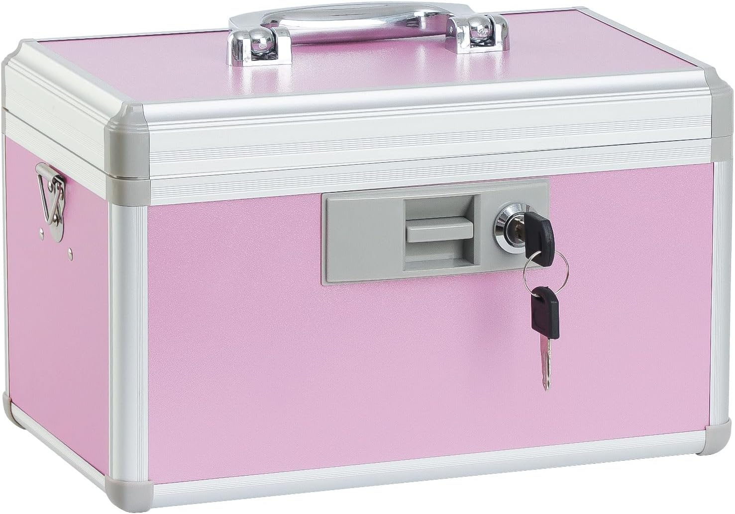 Medicine Lock Box,First Aid Safe Medication Storage Box,Layered Aluminum Daily Medicine Cabinet Family Use,12.2" x 7.9" x 7.5", Pink