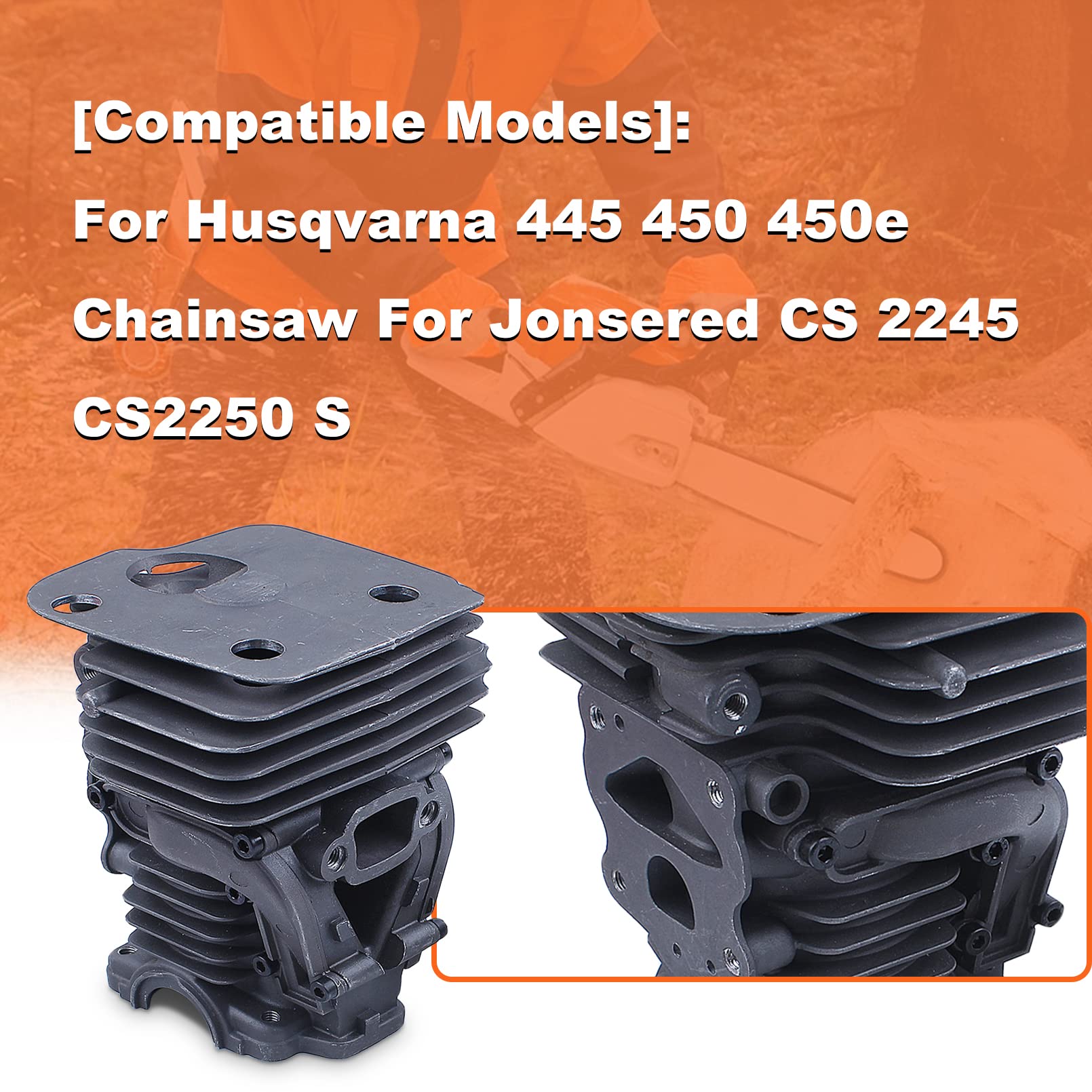 Kit de segments de piston de cylindre de 44 mm pour Jonsered CS 2245 CS2250 S pour Husqvarna 445 450 450e, cylindre, piston, goupille, anneau, circlip, bougie d'allumage