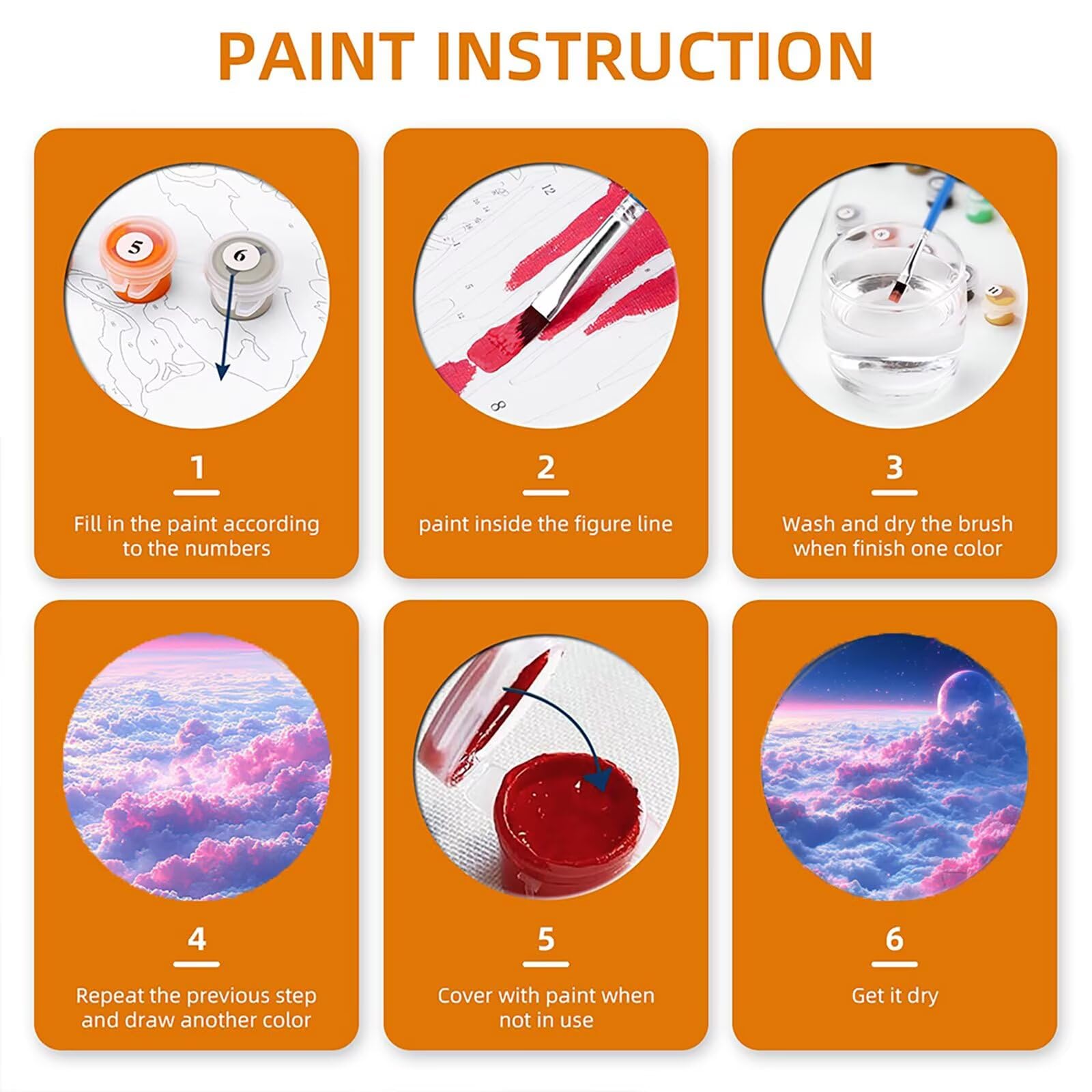 Malen Nach Zahlen Erwachsene Cloud, Malen Nach Zahlen für Zimmer Deko, Sternenhimmel DIY Basteln Erwachsene Leinwand Kits, DIY Paint by Numbers Kits Mit Pinseln und Acrylfarbe, 100x100cm M-9100