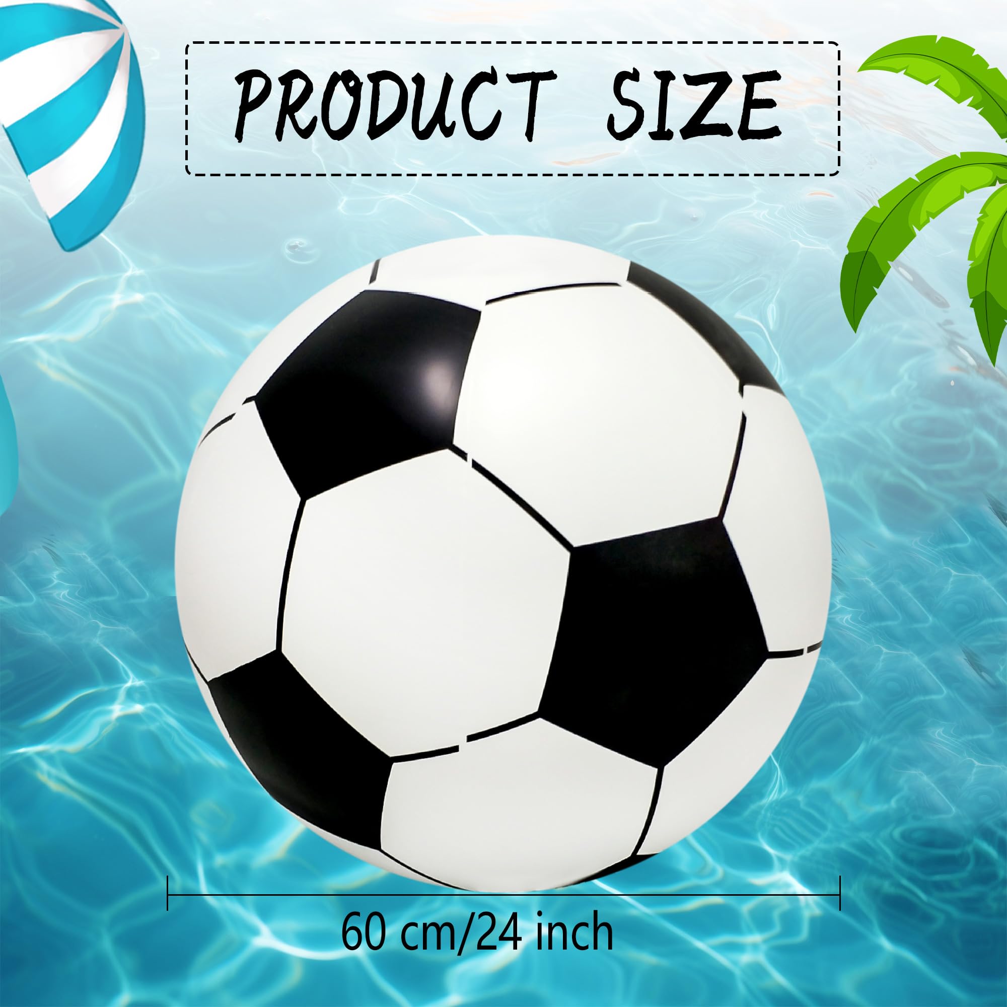 Sonarun 2 Pack 24 Inch Large Inflatable Soccer Balls Giant Beach Game Balls Jumbo Blow Up Soccer Balls Toys for Soccer Ball Sports Outdoor Summer Pool Beach Party Favors - Image 2