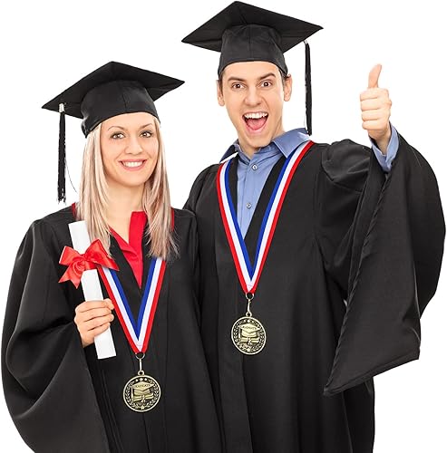 Miniatura 4 de Bucherry Medallón de graduación de metal con banda para el cuello, Medalla de premio de graduación de salutatoriano para regalos para niños