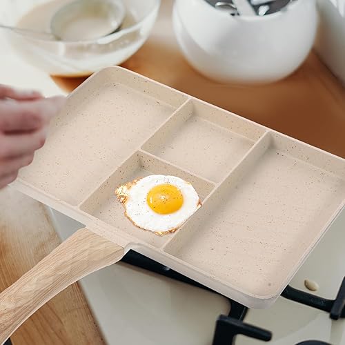 Miniatura 8 de CALLARON Breakfast Frying Pan Nonstick Egg Frying Pan 4 Section Square Grill Pan Divided Skillet Omelette Pan Pancake Pan for Egg Bacon and Burgers