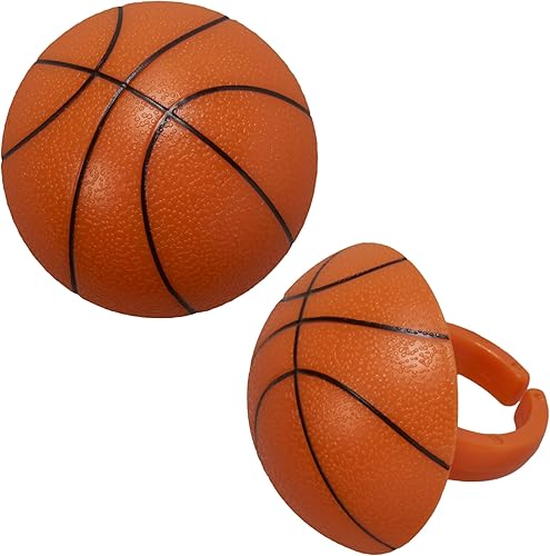 Miniatura 5 de DECOPAC Anillos de baloncesto 3D, decoraciones de cupcakes, adornos para pasteles seguros para alimentos, paquete de 24