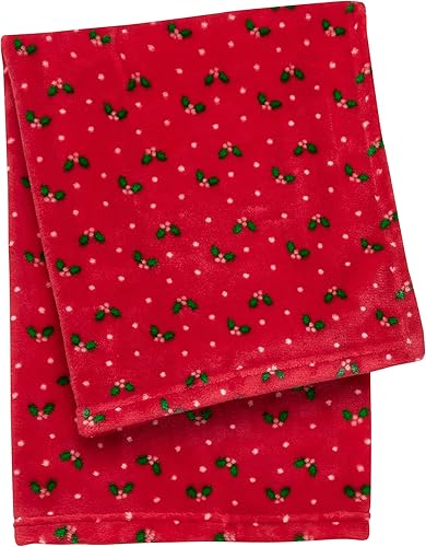 Miniatura 2 de Juego de regalo de 2 piezas de peluche y manta para bebé, mi primer bordado de Navidad (oso rojo, 30 x 34 pulgadas)