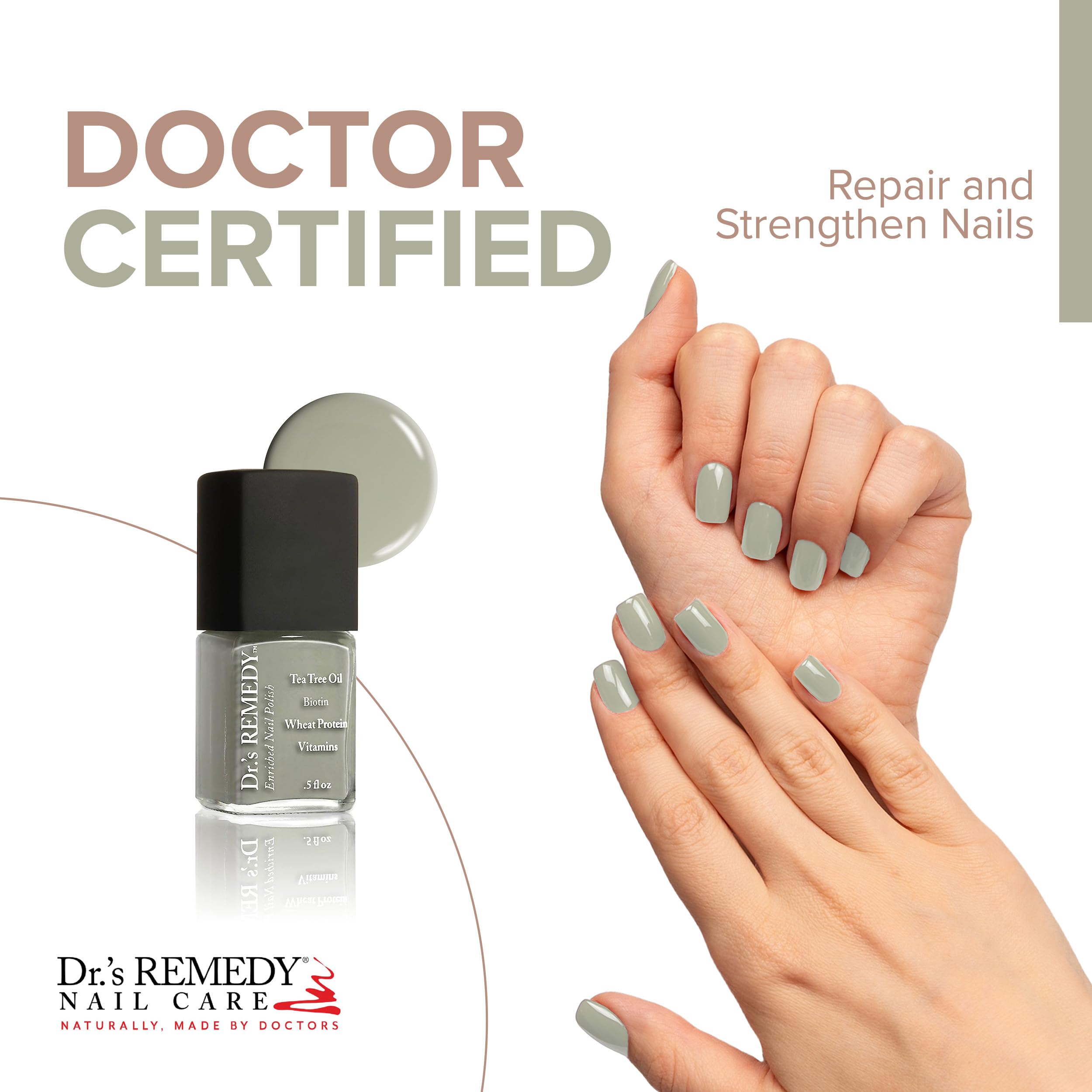 Dr.'s Remedy Dr’s Enriched Nail Polish: Non Toxic, All Natural, and Organic - Doctor Formulated: Strengthens, Restores, Heals, and Protects '24-Free' - SERENITY Sage
