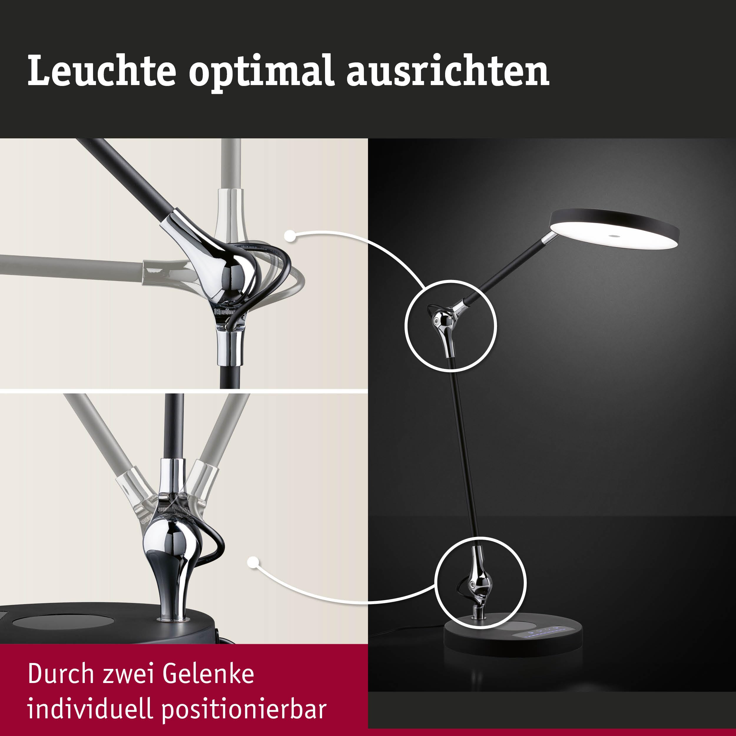 Paulmann 78010 LED Schreibtischleuchte Numis Tunable White incl. 1x11 Watt dimmbar Schwarz Aluminium, Kunststoff 2.700-6.500 K