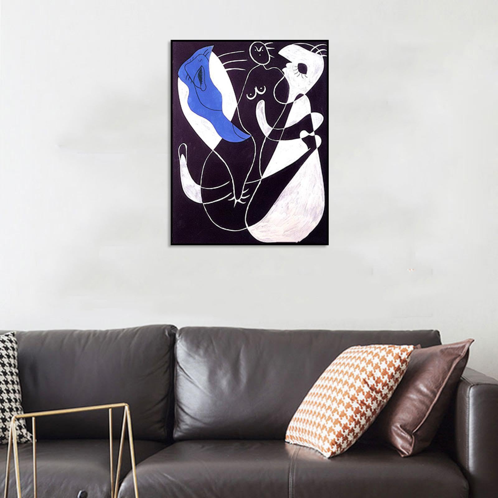 Phyrek123 Joan Miro oprawione wydruki, kompozycja, obraz na płótnie, Joan Miro, plakat, słynna sztuka abstrakcyjna, reprodukcje nowoczesnej sztuki ściennej do salonu, 20 x 26 cm, czarna oprawa