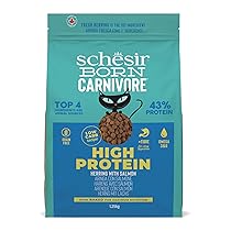 Schesir Born Carnivore, al gusto Aringa e Salmone, Crocchette per gatti adulti Cotte al forno (Sacco da 1,25kg)