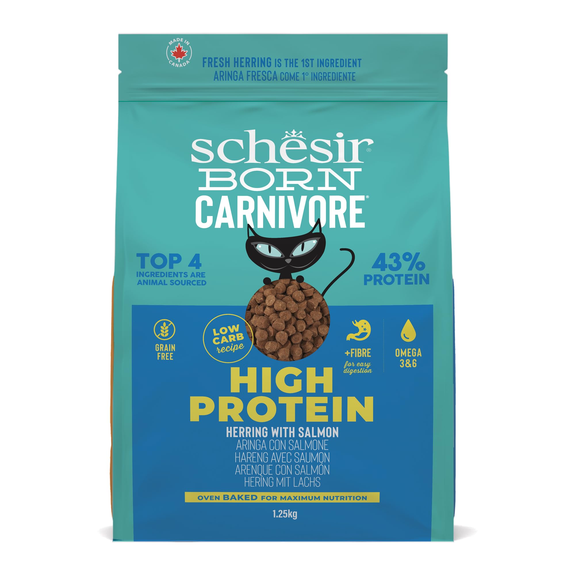 Schesir Born Carnivore Herring and Salmon Baked Croquettes for Adult Cats (1.25kg Bag)