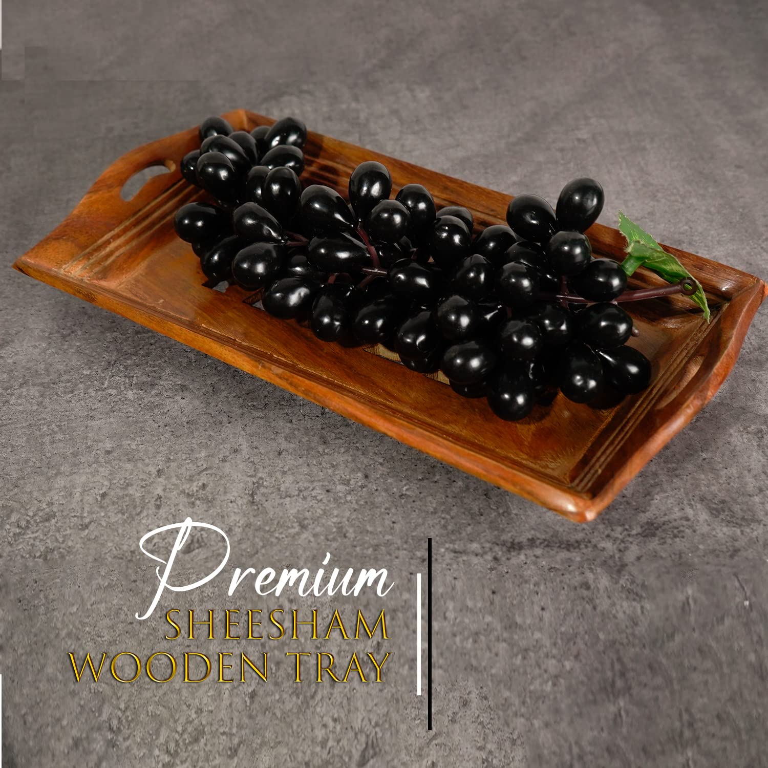 Naayaab Craft Premium Pakka Sheesham Wooden Rectangular Serving Tray | Handmade & Handcrafted Serving Platter - Set of 3 3