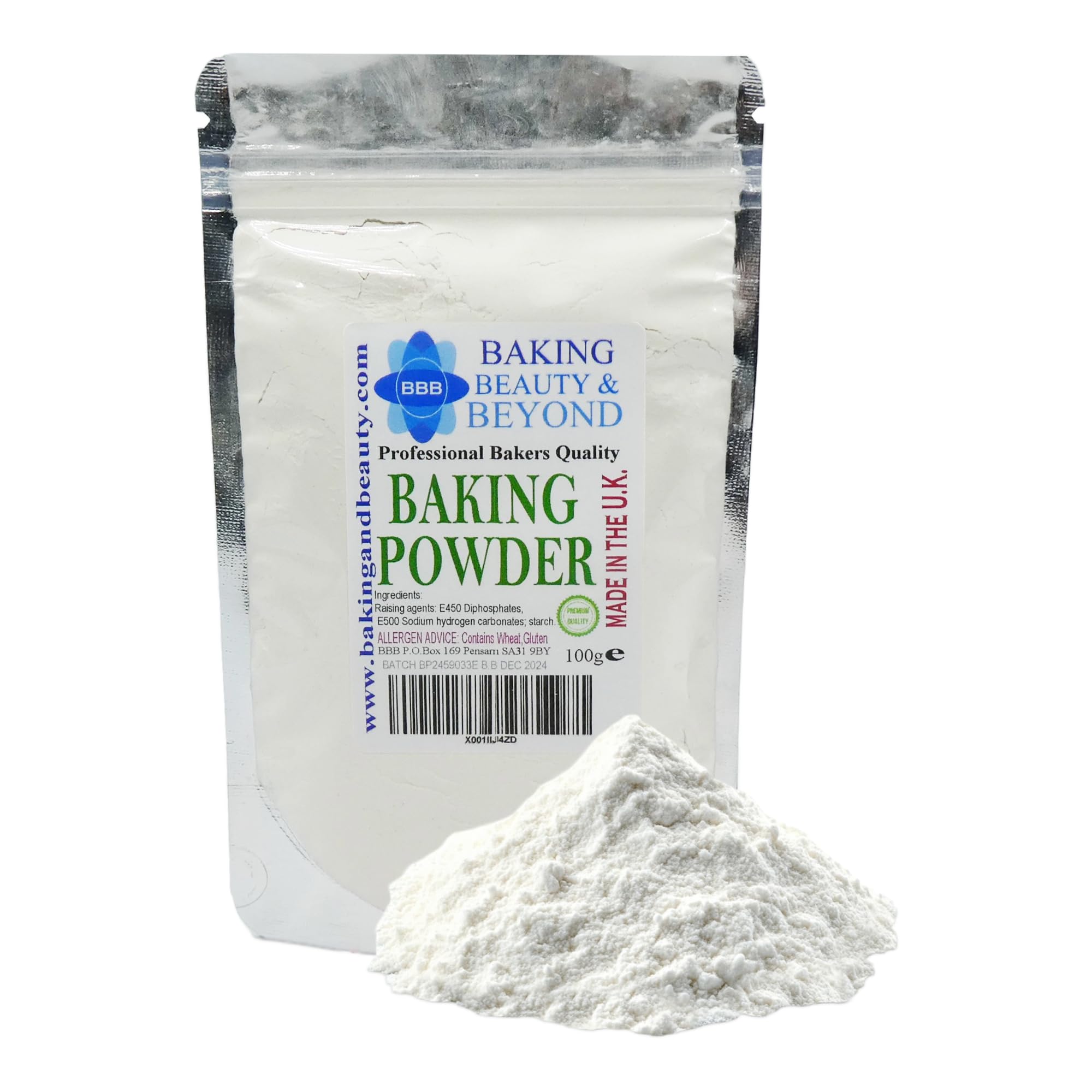 Baking Beauty and Beyond Professional Bakers Quality Pure Baking Powder - Natural Food Grade Baking Powder Perfect for Non-Yeast Baking Cake, Bread, and Biscuits (100gm)