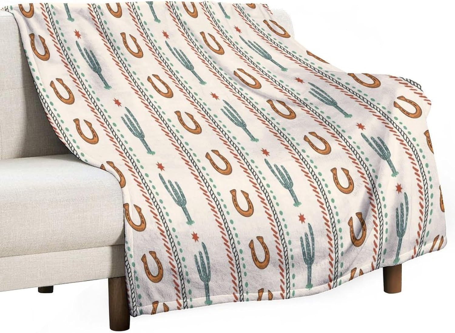 Vintage Western Cowboy Blanket Rustic Farmhouse Wild West Retro Style Soft Cozy Lightweight Throw Blanket for Bedroom Living Room Dorm Chair Sofa Travel 70x80in