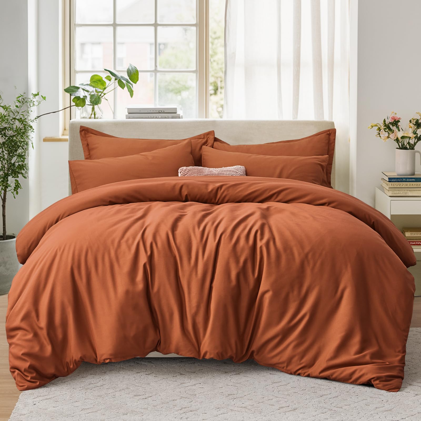 Tifschlaf Double Duvet Set - Bedding Double Bed Set with 2 Pillowcases - Ultrasoft Brushed Microfiber Duvet Cover with Zip Fastening, Orange (200x200) — image 1