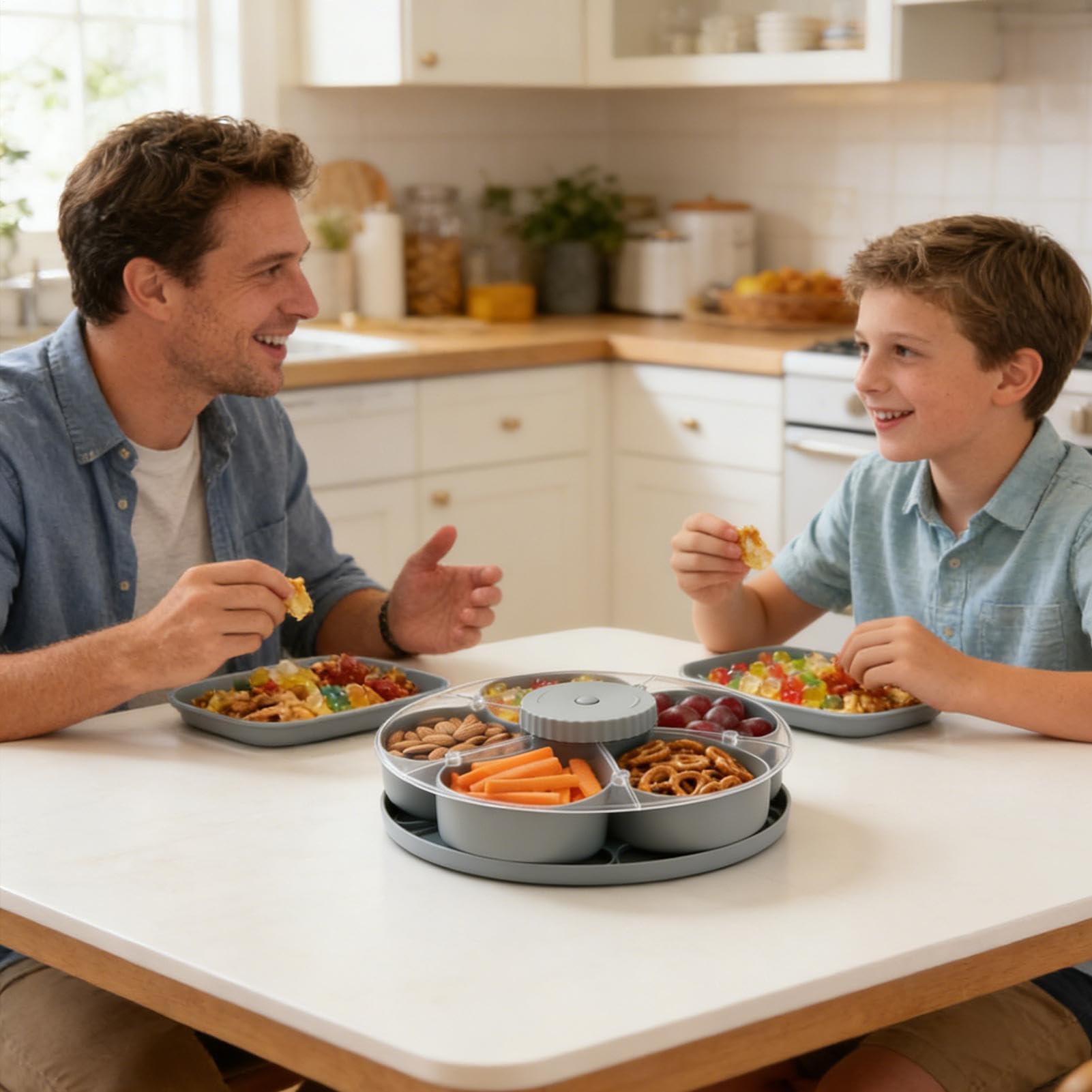 Conteneur à collations compartimenté Assiette tournante avec couvercle pour