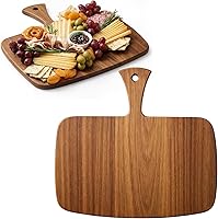 Vista 1 de Nuenen Tabla de cortar de madera con mango de 12 x 11 x 0.47 pulgadas, tablas de cortar de madera de bambú de acacia para cocina, pizza, pan, queso