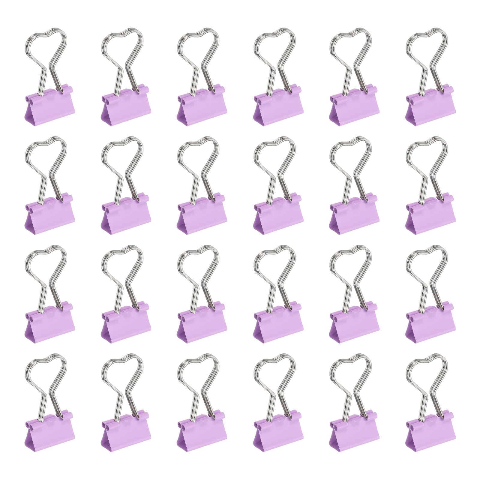 PATIKIL 24Pcs Small Binder Clips, Heart Shape Cute Binder Clips Paper Clamps Bulk for Paper Bookmarks Planner Notes Letter Journals Office Supplies Bags Crafts, Purple