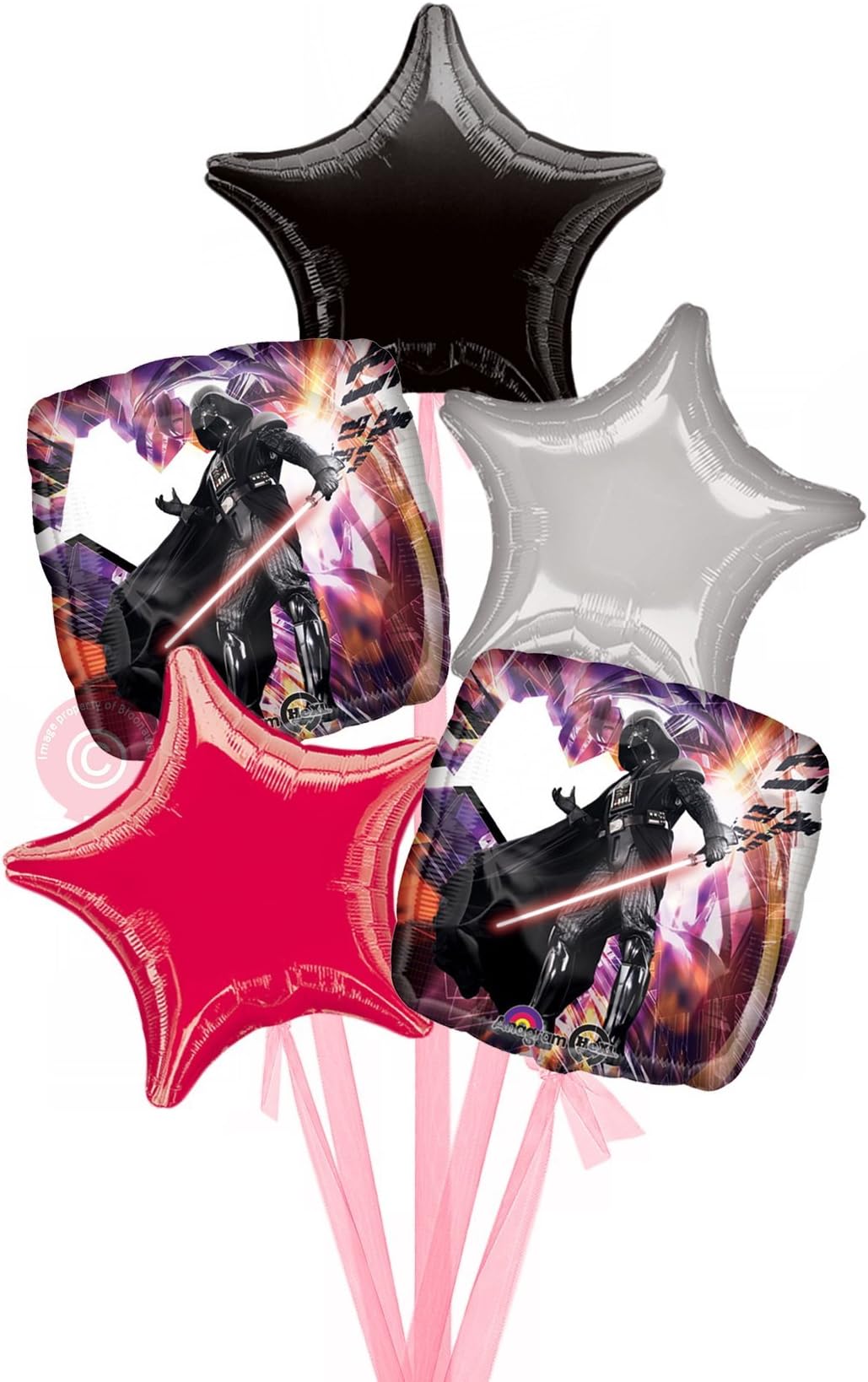 Star Wars Darth Vader - Inflated Helium Balloon Delivered in a Box - Big Bouquet - 5 Balloons - Bloonaway