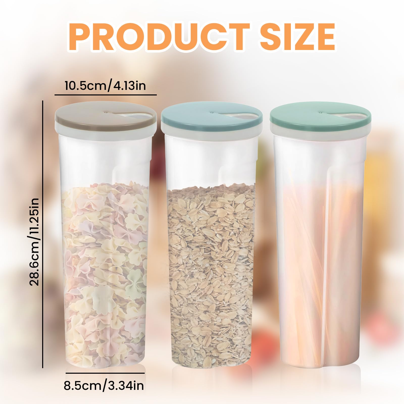 3 Pz Contenitori Alimentari ,Contenitori per la Conservazione Degli Alimenti con Coperchi per la Conservazione per Tè,Caffè,Riso,Pasta con Airtight Coperchi,2,5L(Blu Chiaro/Verde Chiaro/Cachi)