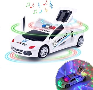 Car Kids Toys, Police Stunt Cars Boys Toys, Electric Police Toy Cars with LED Flashing Lights Magic & Sound, Universal Wheel Police Car Fun Toys for Ages 3 4 5 6 7 Kids Boys Gifts