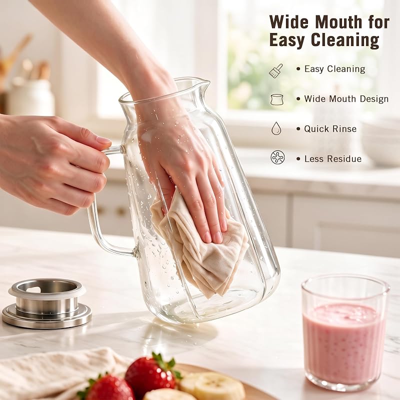 Simple Supplies 2 Pack Glass Pitcher – Comfortable Handle Design