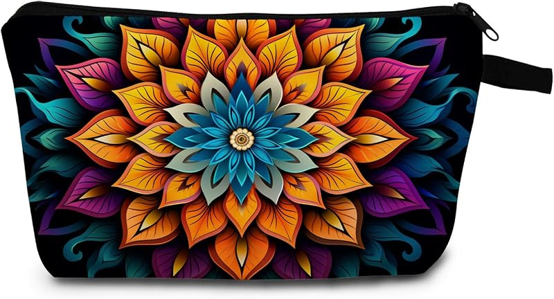 Necessaire de Maquiagem MoCaliduccious com Estampa Mandala Flower 05 e Zíper